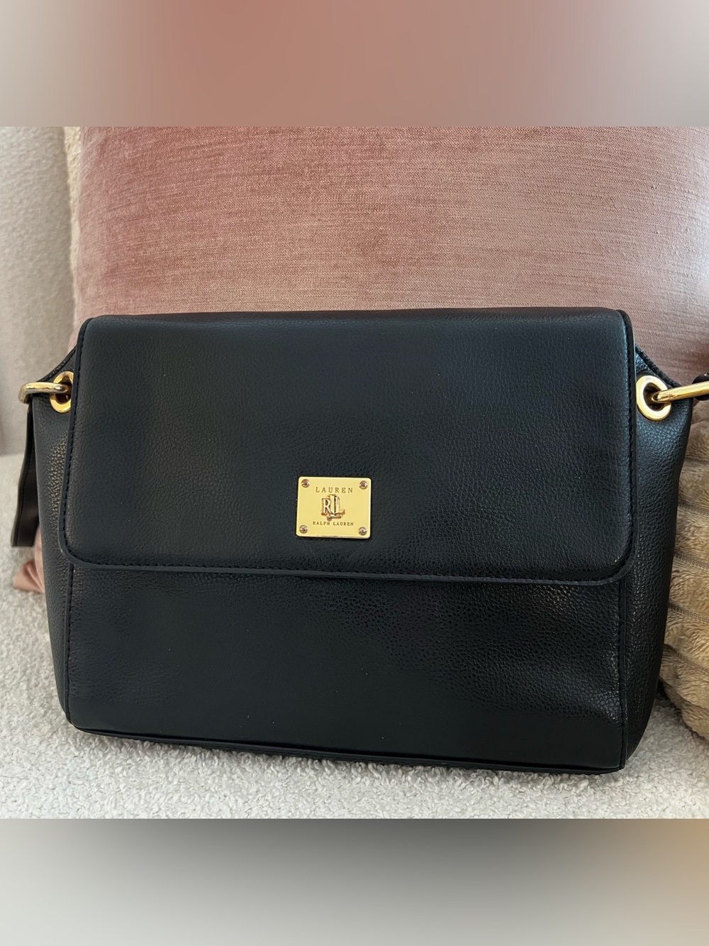 Vintage Lauren Ralph Lauren Black Leather Crossbody Bag